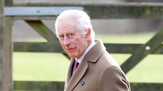 King Charles III and Queen Camilla, accompanied by The Reverend Canon Dr Paul Williams, attend the Sunday service at the Church of St Mary Magdalene on the Sandringham estate on February 4, 2024 in Sandringham, England.