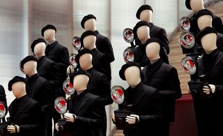 The paparazzi installation by Grace Coddington at the Prada Broadway store in New York