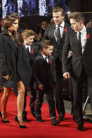 Victoria and David Beckham With Their Boys