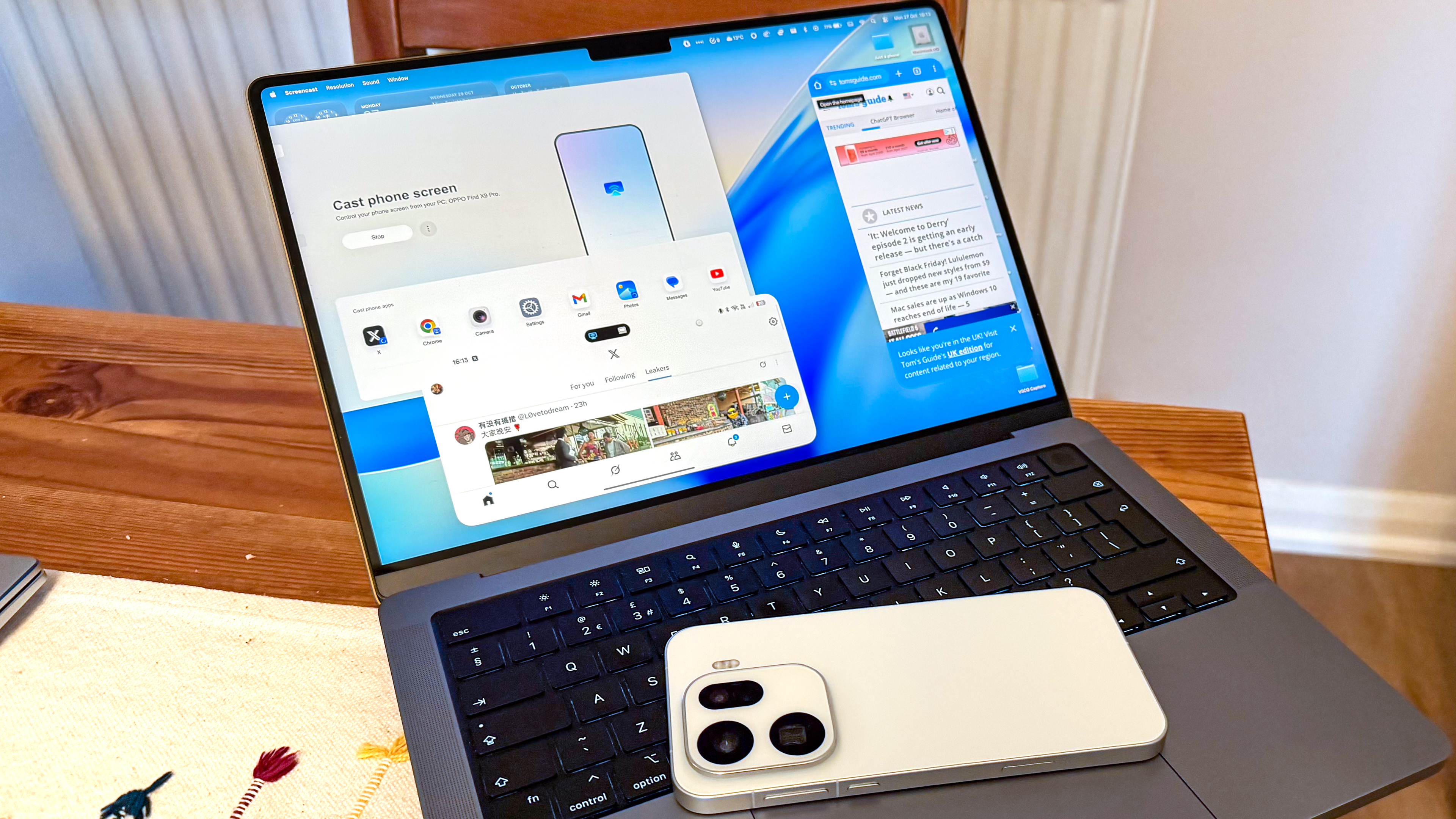 Oppo Find X9 Pro apps running on a Mac