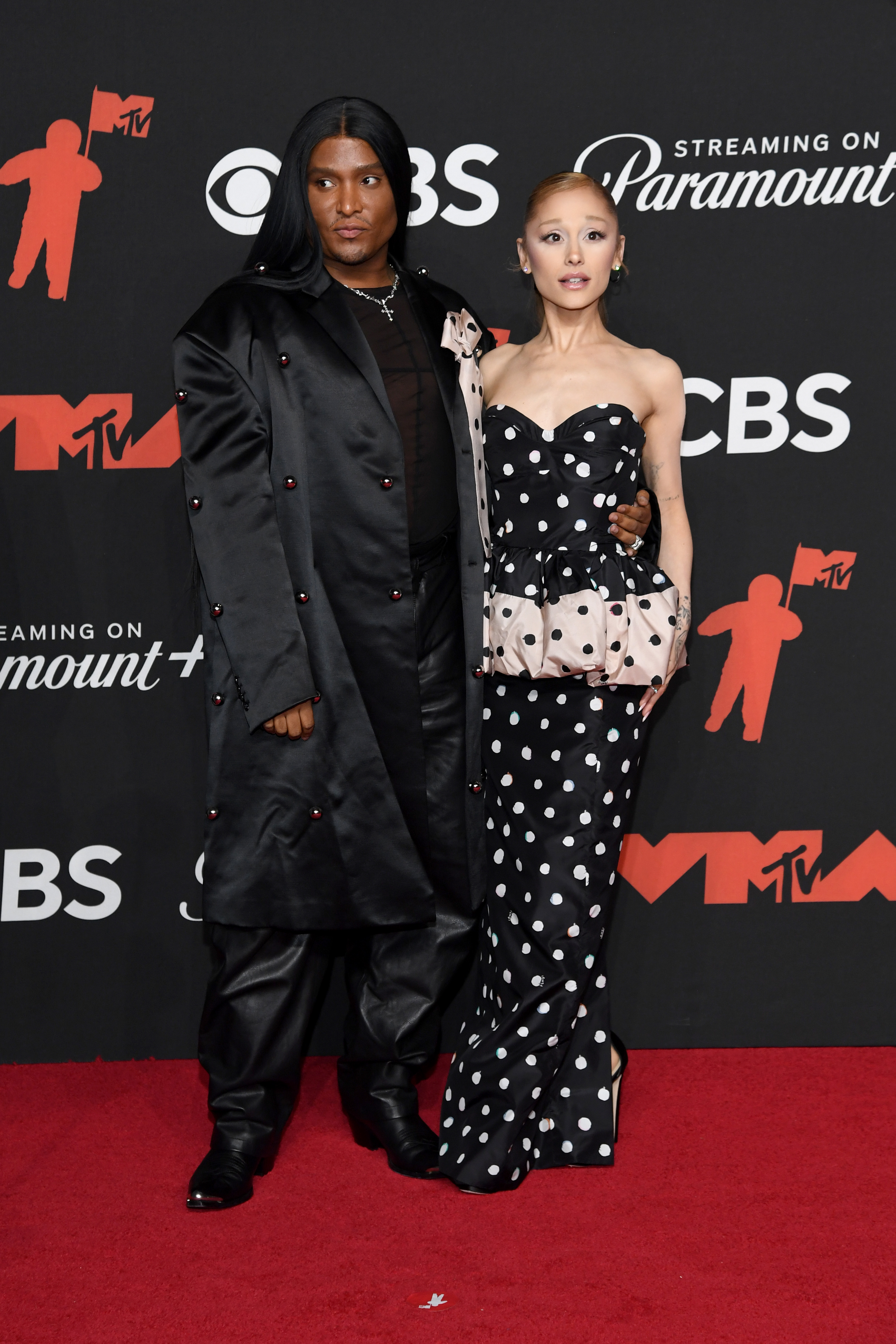 Law Roach and Ariana Grande attend the 2025 MTV VMAs together