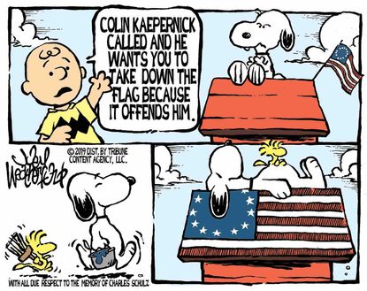 Editorial Cartoon U.S. Colin Kaepernick Betsy Ross Flag Peanuts