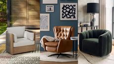 A three panel image of the best swivel chairs