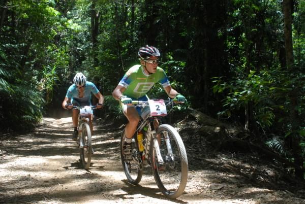 Ondrej Fojtik and Wolfgang Krenn ride together during the demanding stage