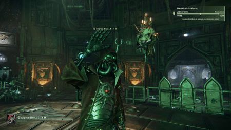 Darktide Skitarii called Sigma-B4-LL5 in the Mourningstar waving