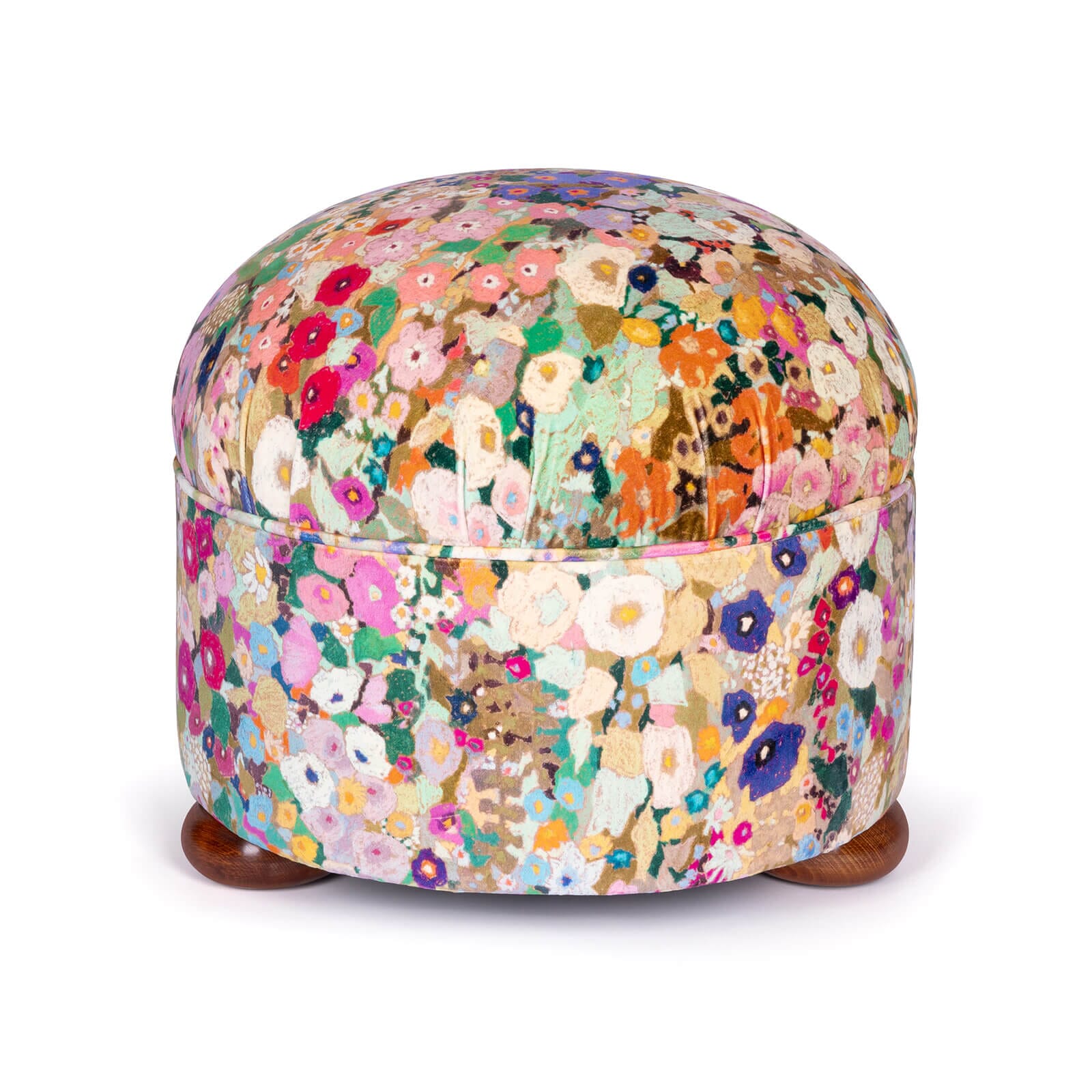Hollyhocks Velvet Vesper Bottoman - Spring