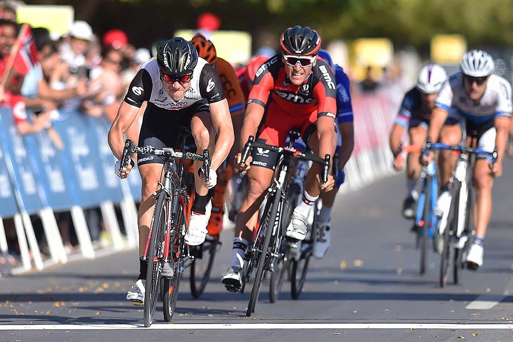 Edvald Boasson Hagen (Dimension Data) hits the line