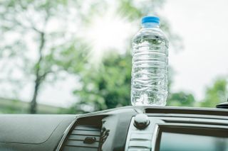 Water bottle in the car.
