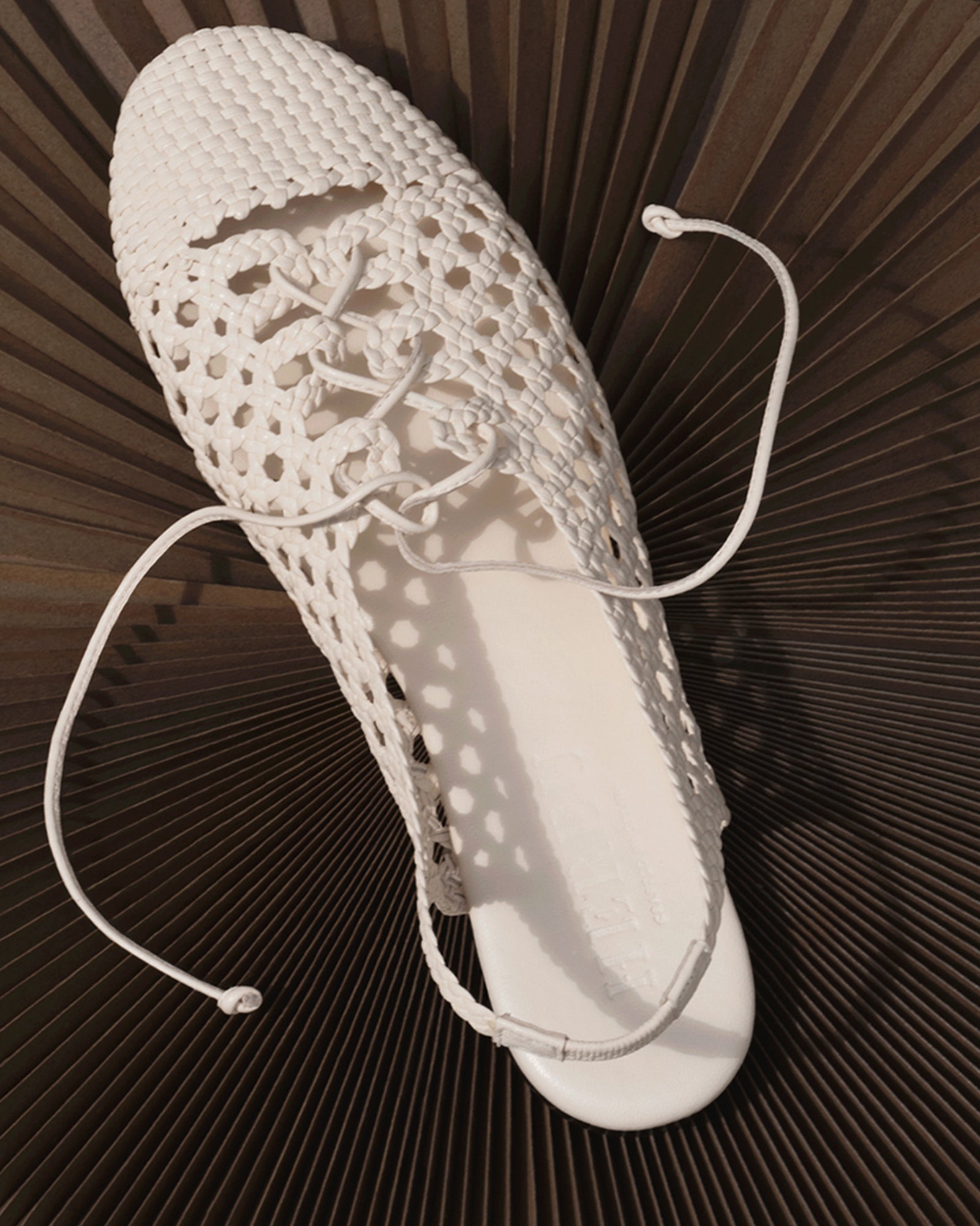 Sardana - Lace-Up Woven Slingback Sandal - 35 / Ivory