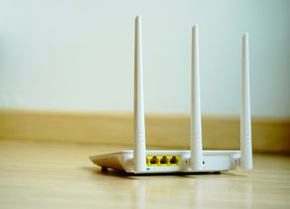 Router sitting on a table.
