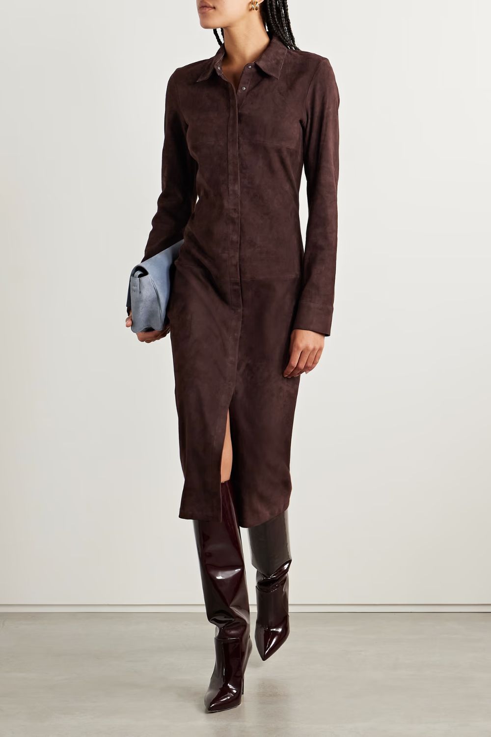 Stouls Becky suede midi shirt dress