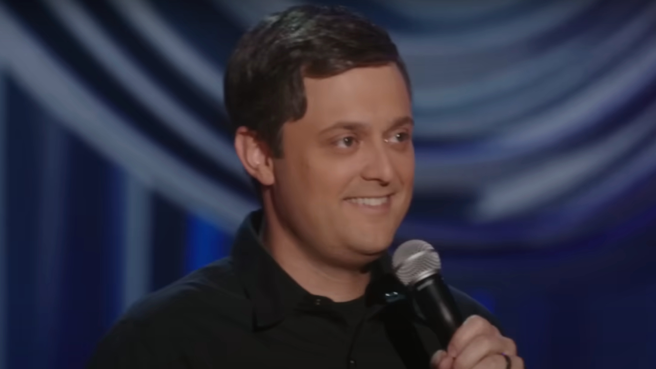 Nate Bargatze performing stand-up in Full Time Magic