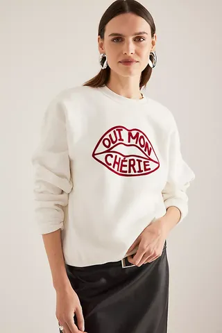 Oui Mon Chérie Slogan Sweatshirt