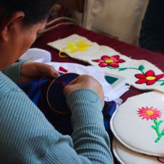 a woman sewing