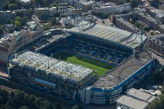 Stamford Bridge Stadium, home to Chelsea Football Club, Chelsea, Greater London Authority, 2021. Creator: Damian Grady. (Photo by Historic England Archive/Heritage Images via Getty Images)