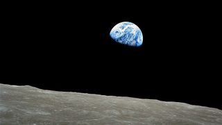 The famous "Earthrise" image taken by William Anders onboard the Apollo 8 spacecraft on Dec. 24, 1968.