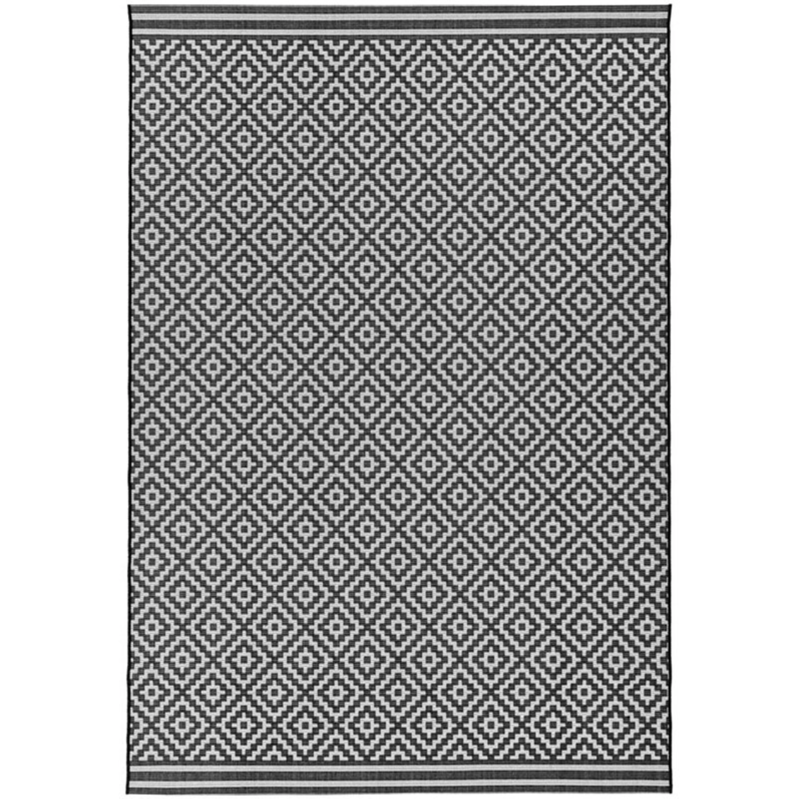 Patio Diamond PAT12 Geometric Indoor Outdoor Rugs in Black White