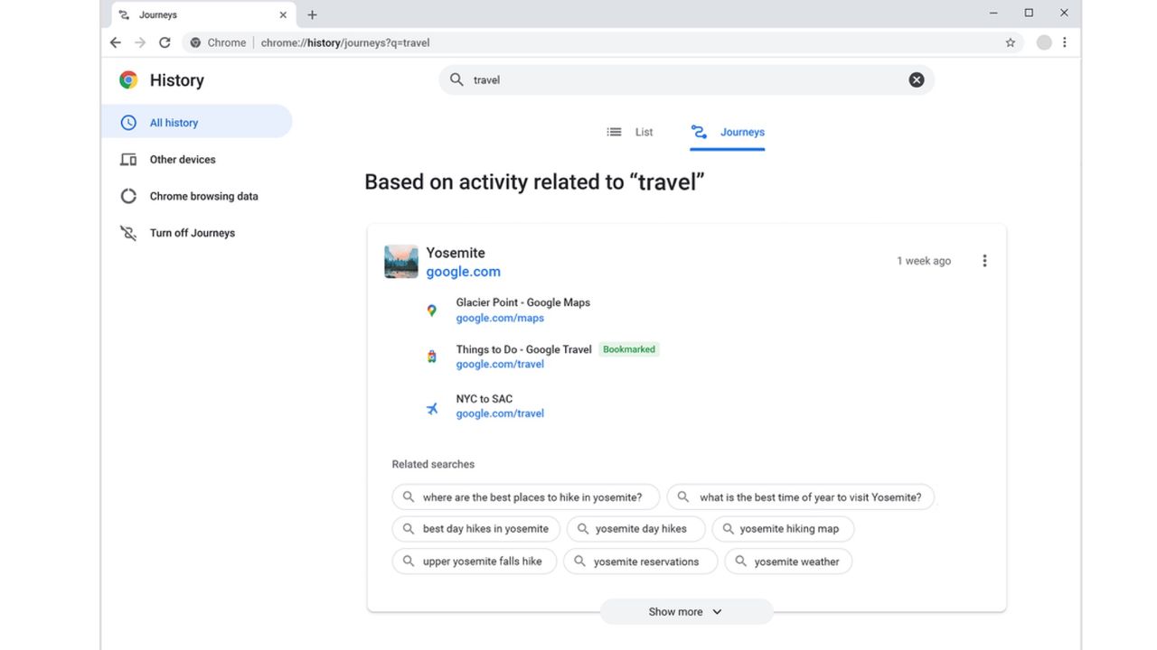 Chrome Journeys screengrab