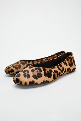 Leather Animal Print Ballet Flats