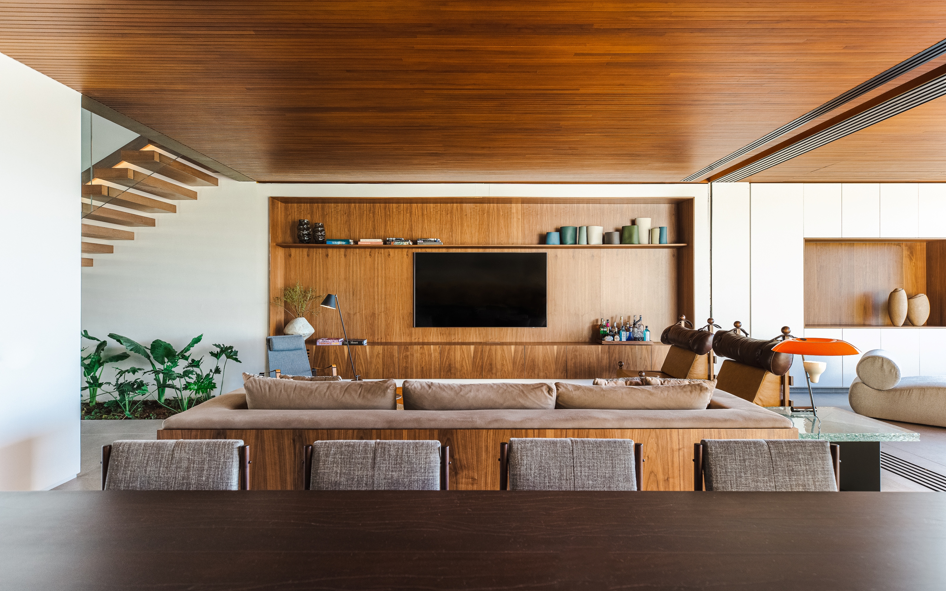 The main living and dining area, seen from the kitchen