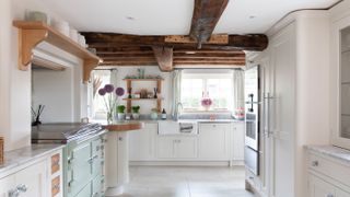 cottage kitchen with exposed beams