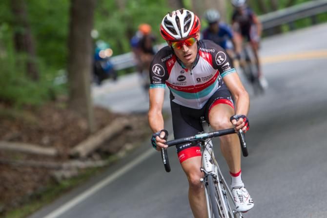 Matthew Busche (Radioshack) launches an attack on the climb.
