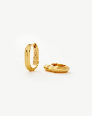 Zenyu Link Ridge Ovate Hoop Earrings | 18ct Gold Vermeil