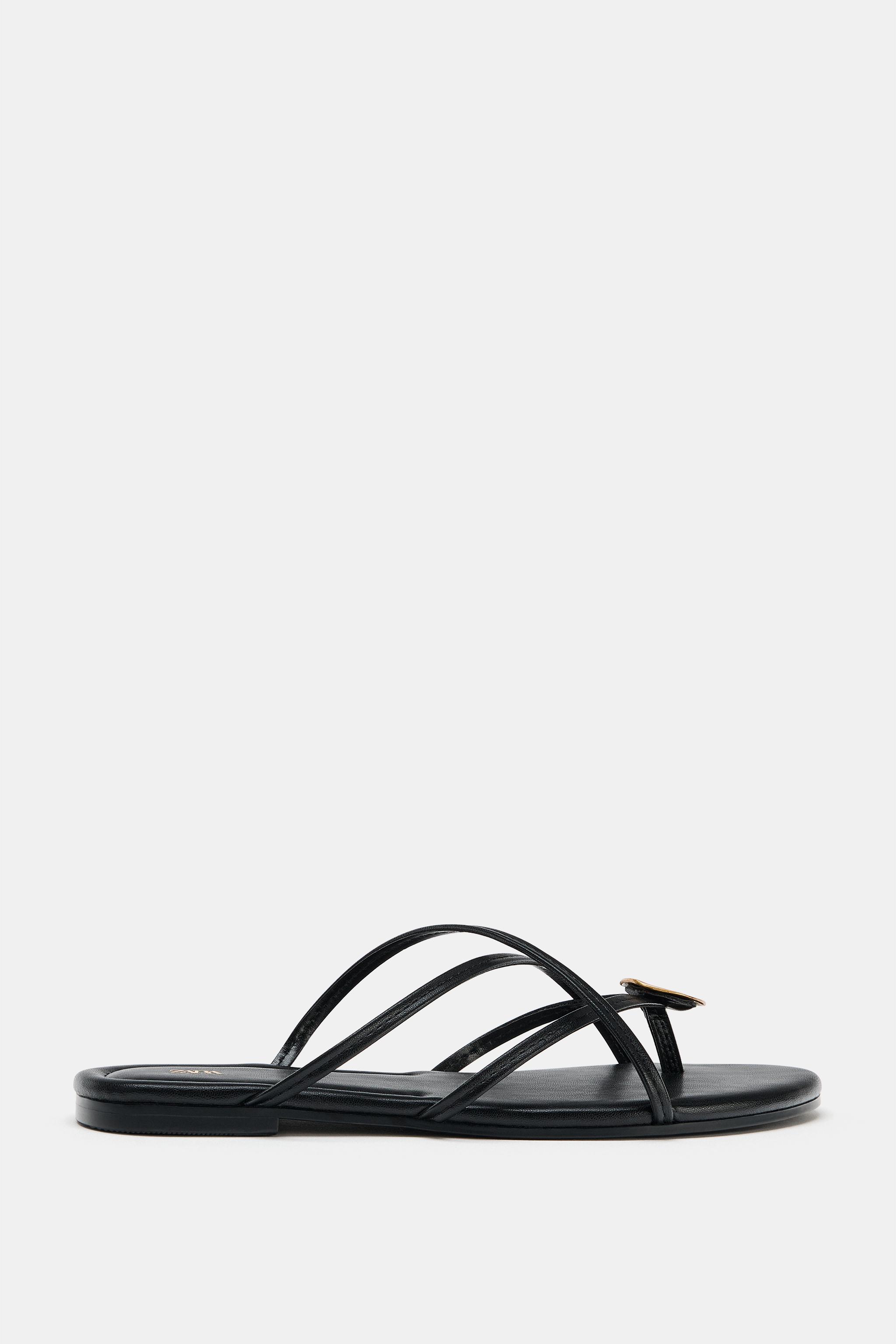 Multi-Strap Flat Sandals - Black - 2