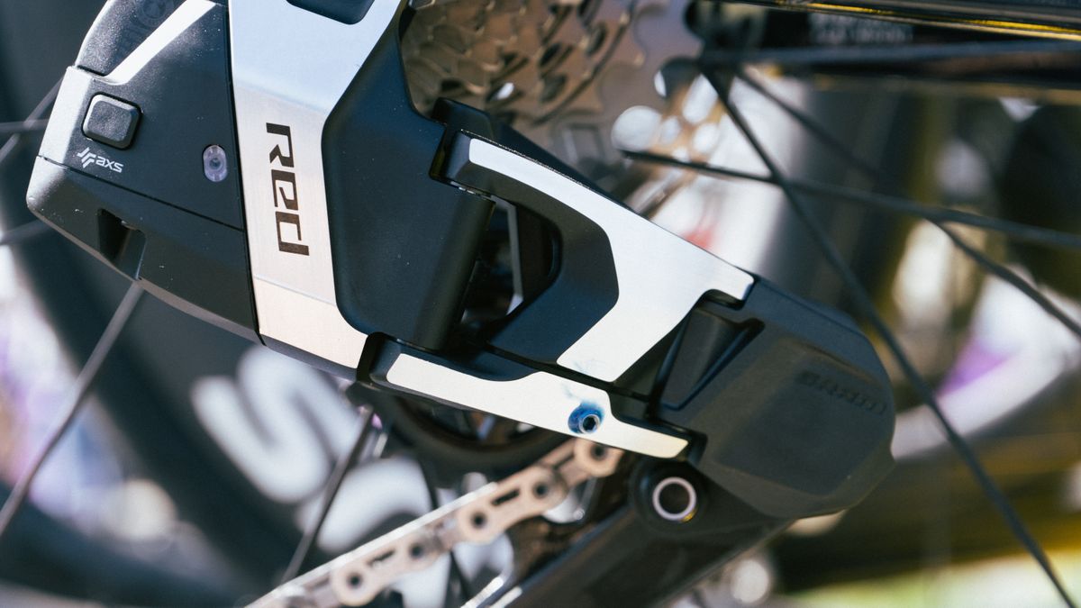 Lidl-Trek have drilled their 13sp derailleurs for Paris-Roubaix to make them 12sp
