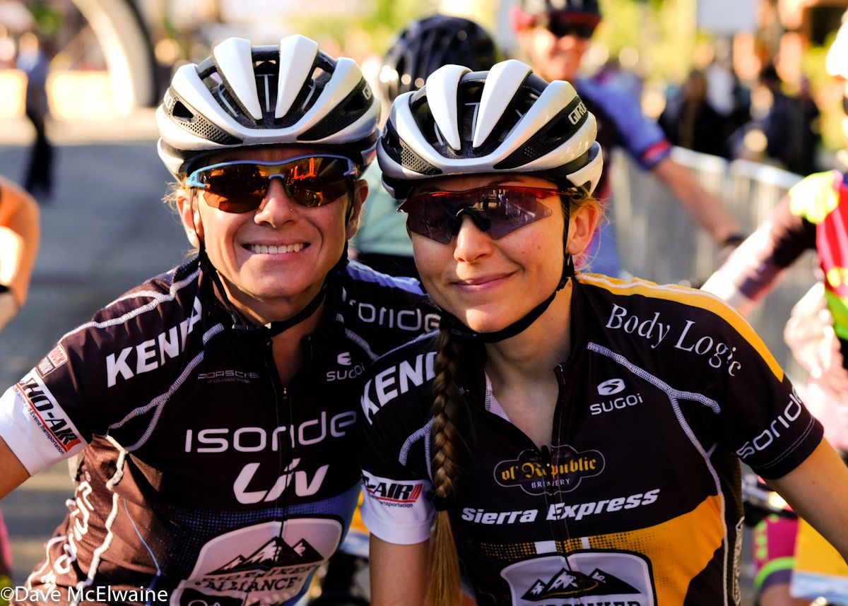 Ridebiker team-mates Amy Beisel (L) and Erin Alders (R) on the front row