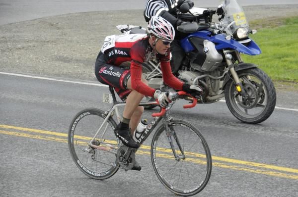 Aaron Kemps of Fly V Australia makes a solo break on lap two