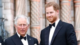 Prince Charles, Prince of Wales and Prince Harry, Duke of Sussex attend the "Our Planet" global premiere the at the Natural History Museum on April 04, 2019
