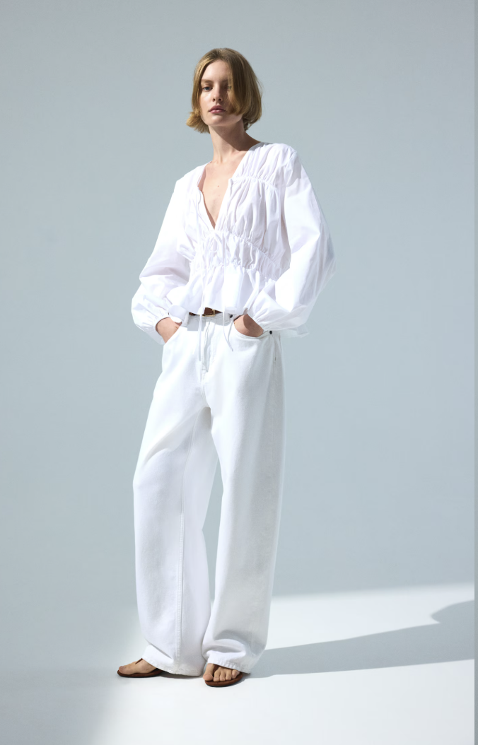 H&amp;amp;M, Drawstring Poplin Blouse