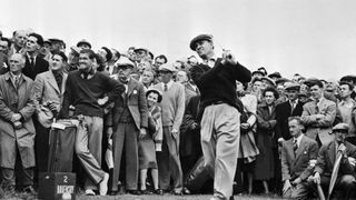 Ben Hogan takes a shot in a qualifier for The Open