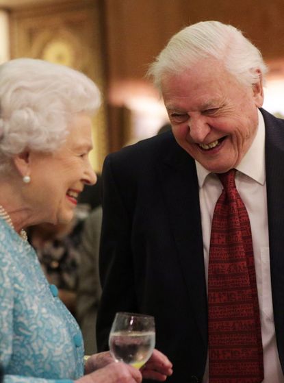 David Attenborough and Queen Laughing 
