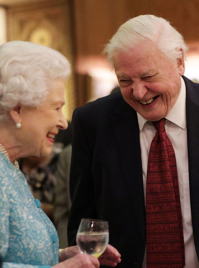 David Attenborough and Queen Laughing