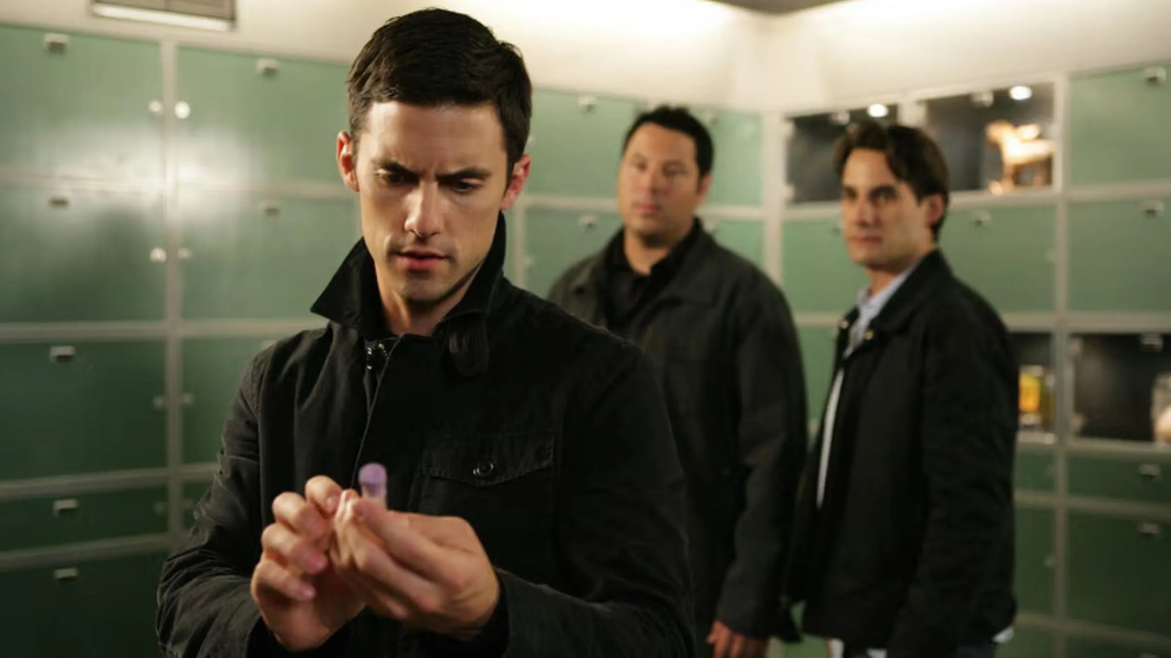 Milo Ventimiglia as Peter Petrelli, Greg Grunberg as Matt Parkman, &amp;amp; Adrian Pasdar as Nathan Petrelli in Heroes