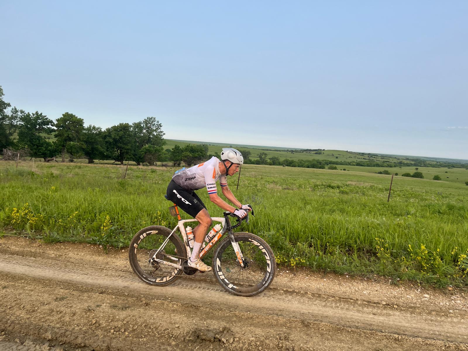 Photos on Divide Road from the men's elite race at Unbound 200 2025