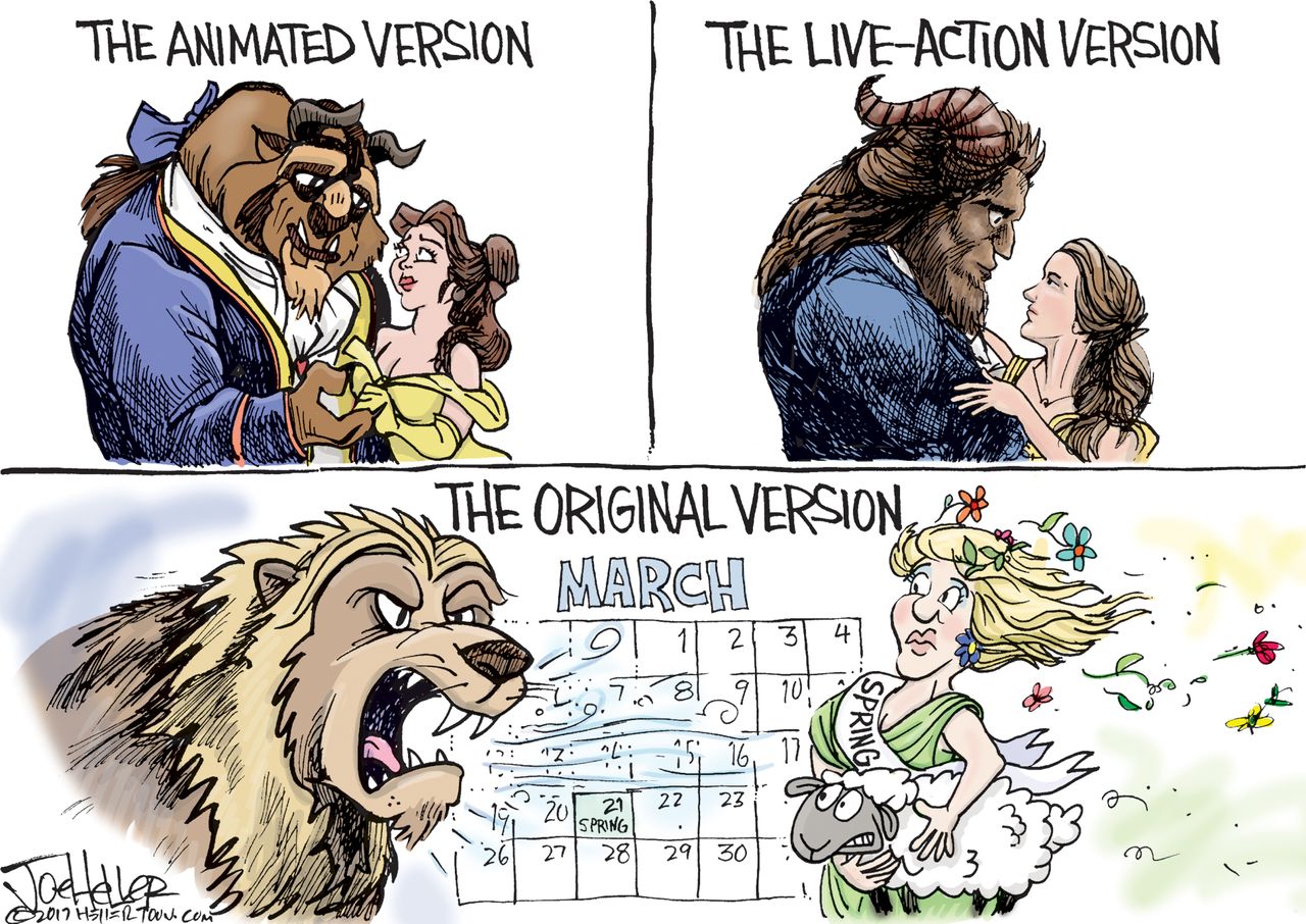 Editorial Cartoon U.S. Beauty and the Beast live-action remake March weather