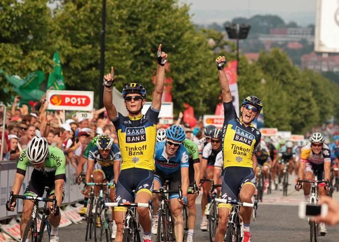 Matti Breschel (Team Saxo-Tinkoff) won the stage in a bunch sprint ahead of teammate Marko Kump and Moreno Hofland (Team Belkin)
