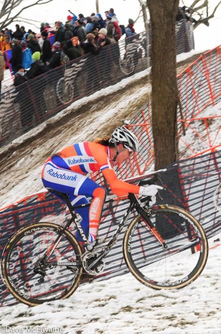 Marianne Vos (NED) riding the snowy Louisville course