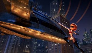 Incredibles 2 Elastigirl tries to stop a helicopter with her bare hands