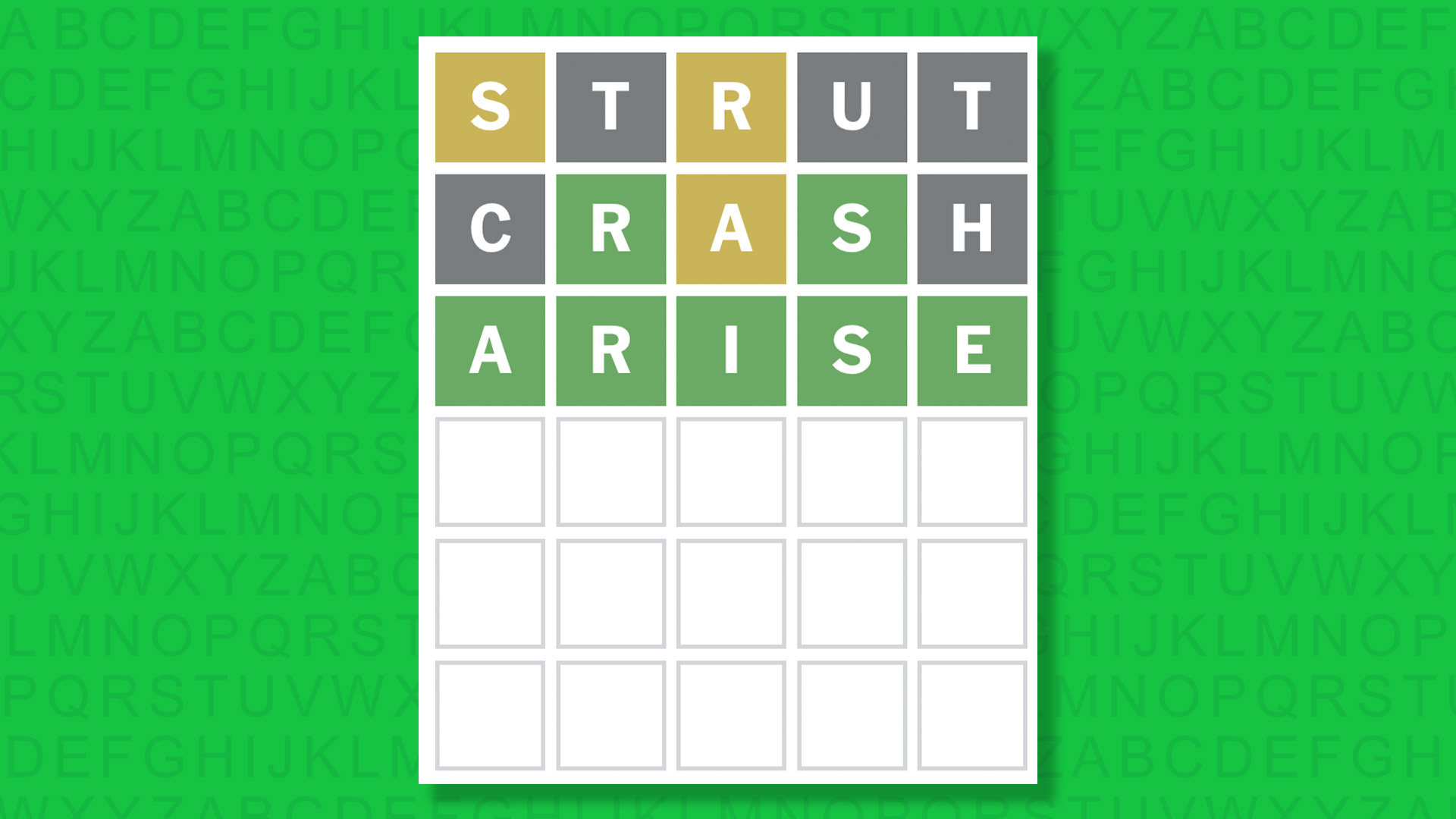 Ответ NYT Wordle для игры 1603 на зеленом фоне