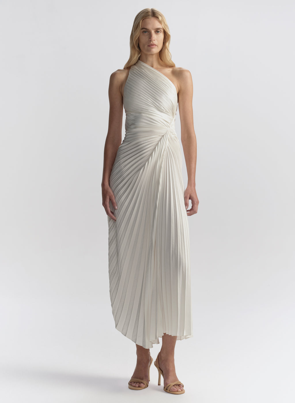 Lara Satin Pleated Midi Dress
