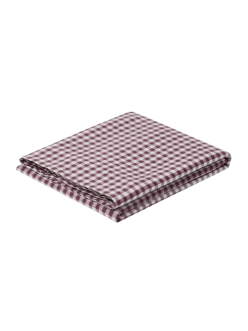 100% Linen Flat Sheet in Berry Gingham