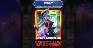 A Marvel Snap card with artist credits displayed.