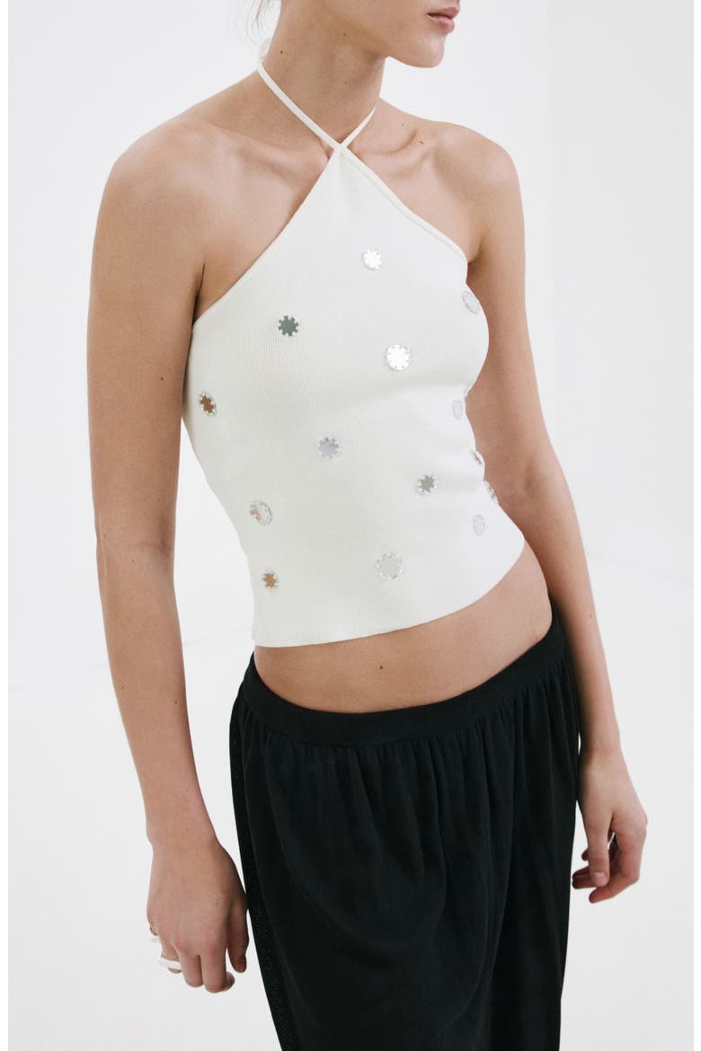 Metallic Appliqu&amp;eacute; Halter Top