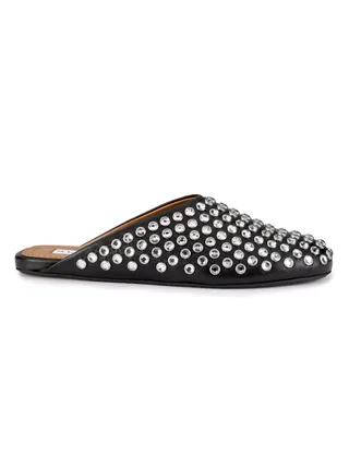 Alaïa, Crystal Stud Leather Flat Mules