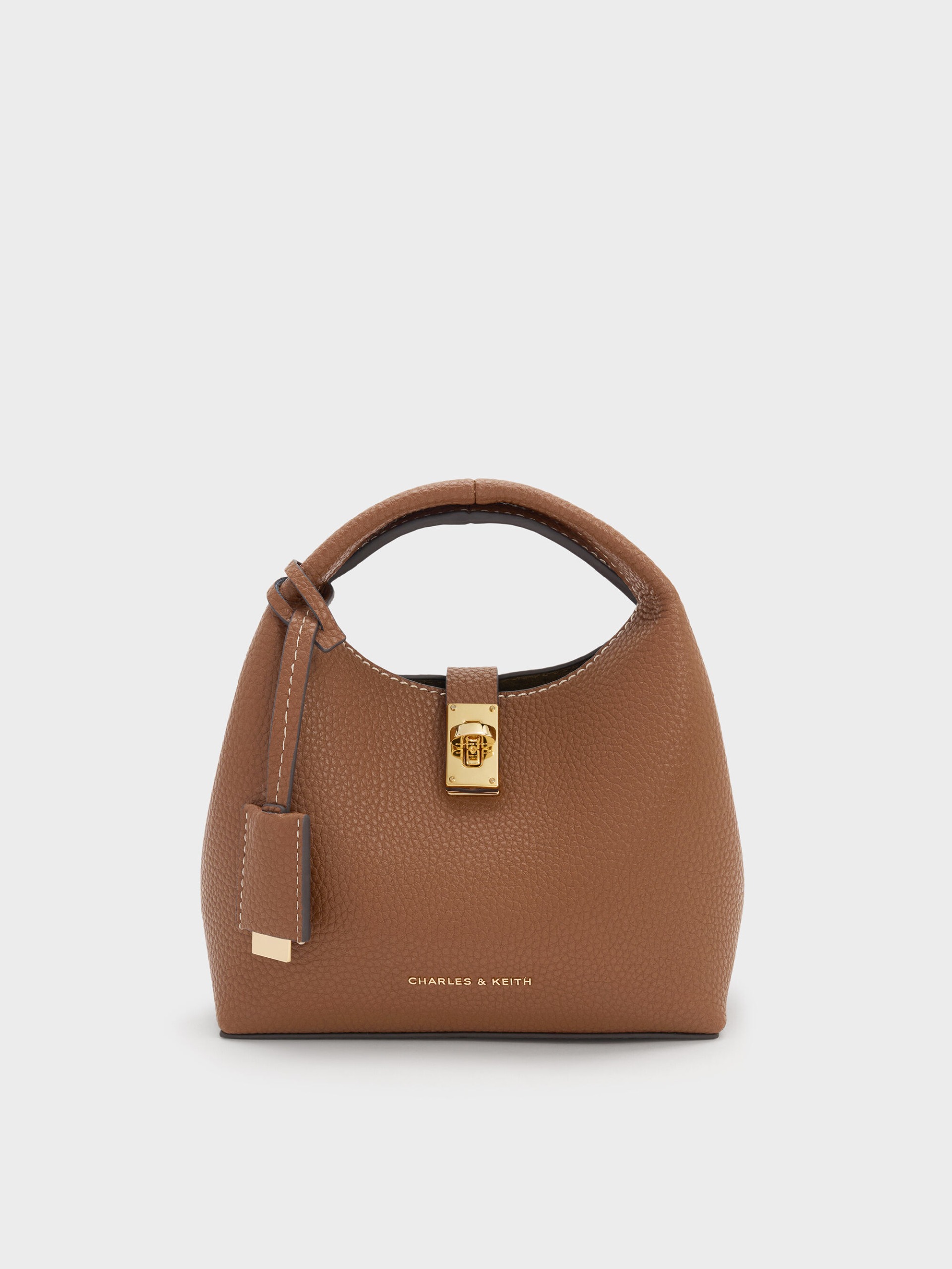 Charles &amp;amp; Keith, Mini Chance Turn-Lock Bucket Bag