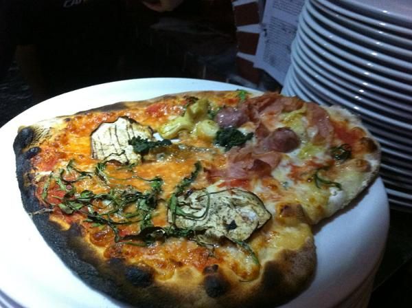 A pizza from the pizza making contest that ended the Cannondale Factory Racing team camp